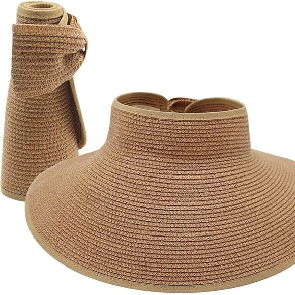 NWOT Roll-Up Straw All Season Fashion Hat with Spiral Pearl Icon Design | Wide B - Picture 2 of 5